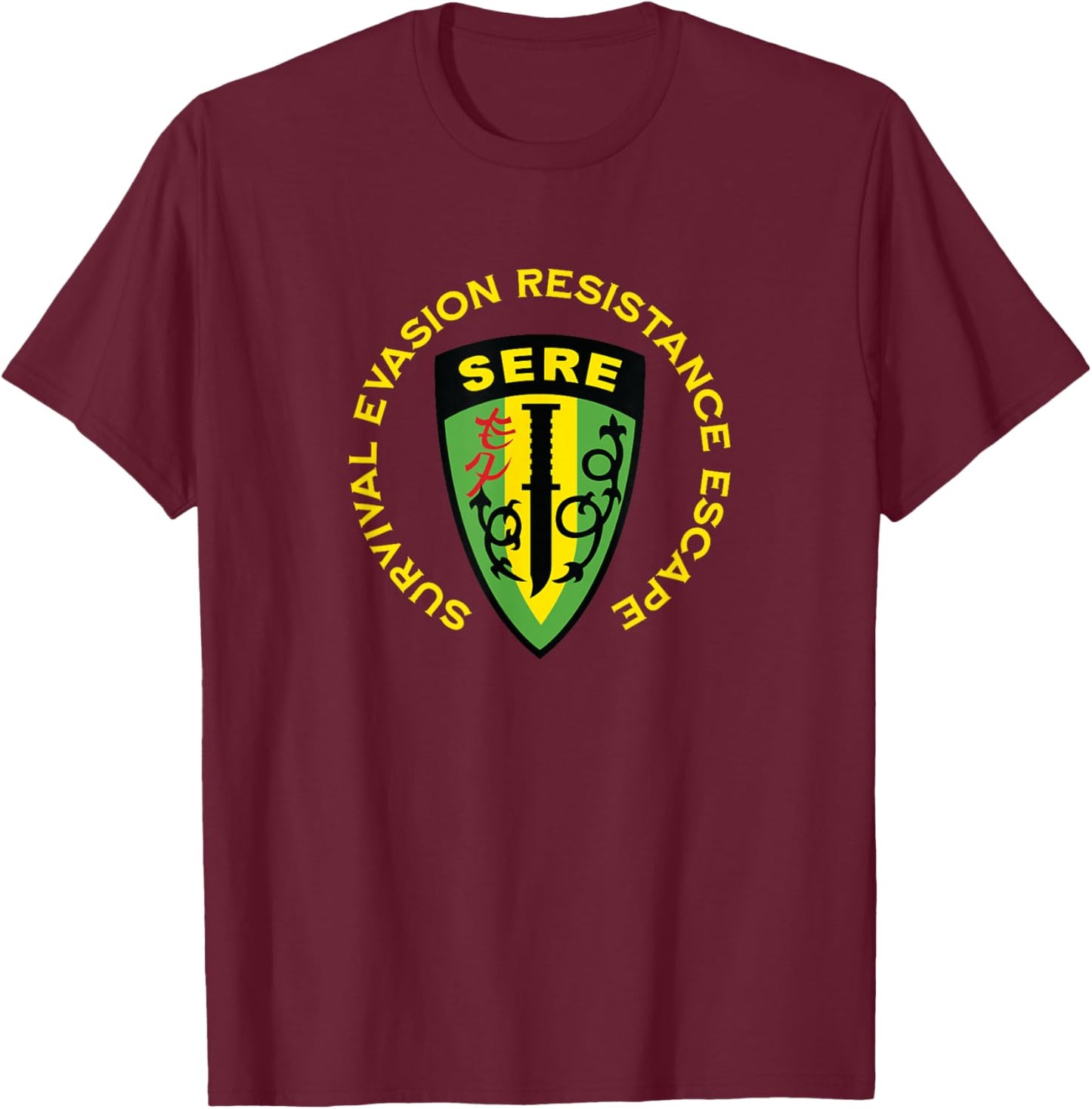SERE Survival Evasion Resistance Escape T-Shirt - T-Shirt | Maroon
