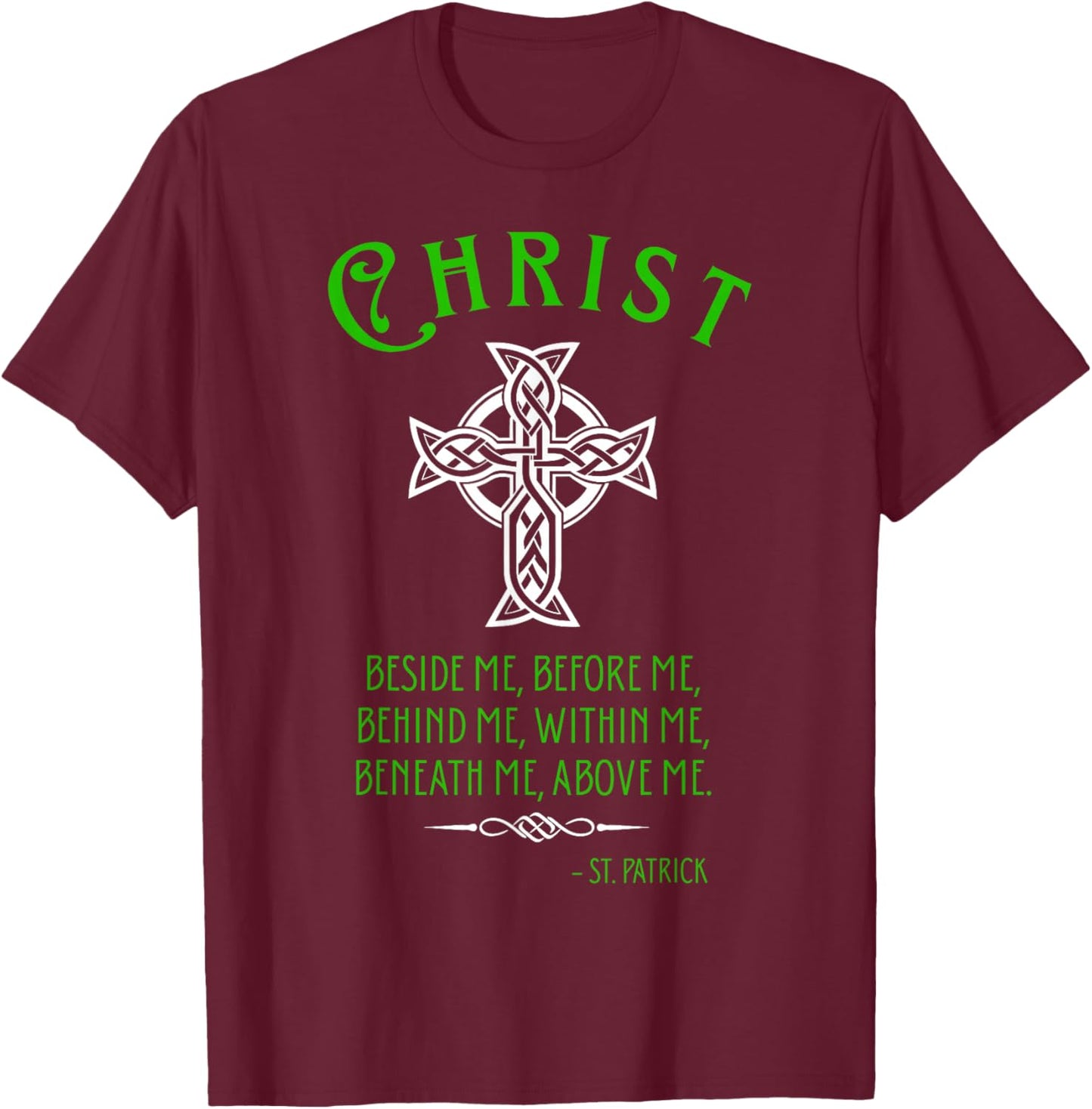 Irish Celtic-Cross Saint Catholic Green Christian St Patrick T-Shirt - T-Shirt | Maroon