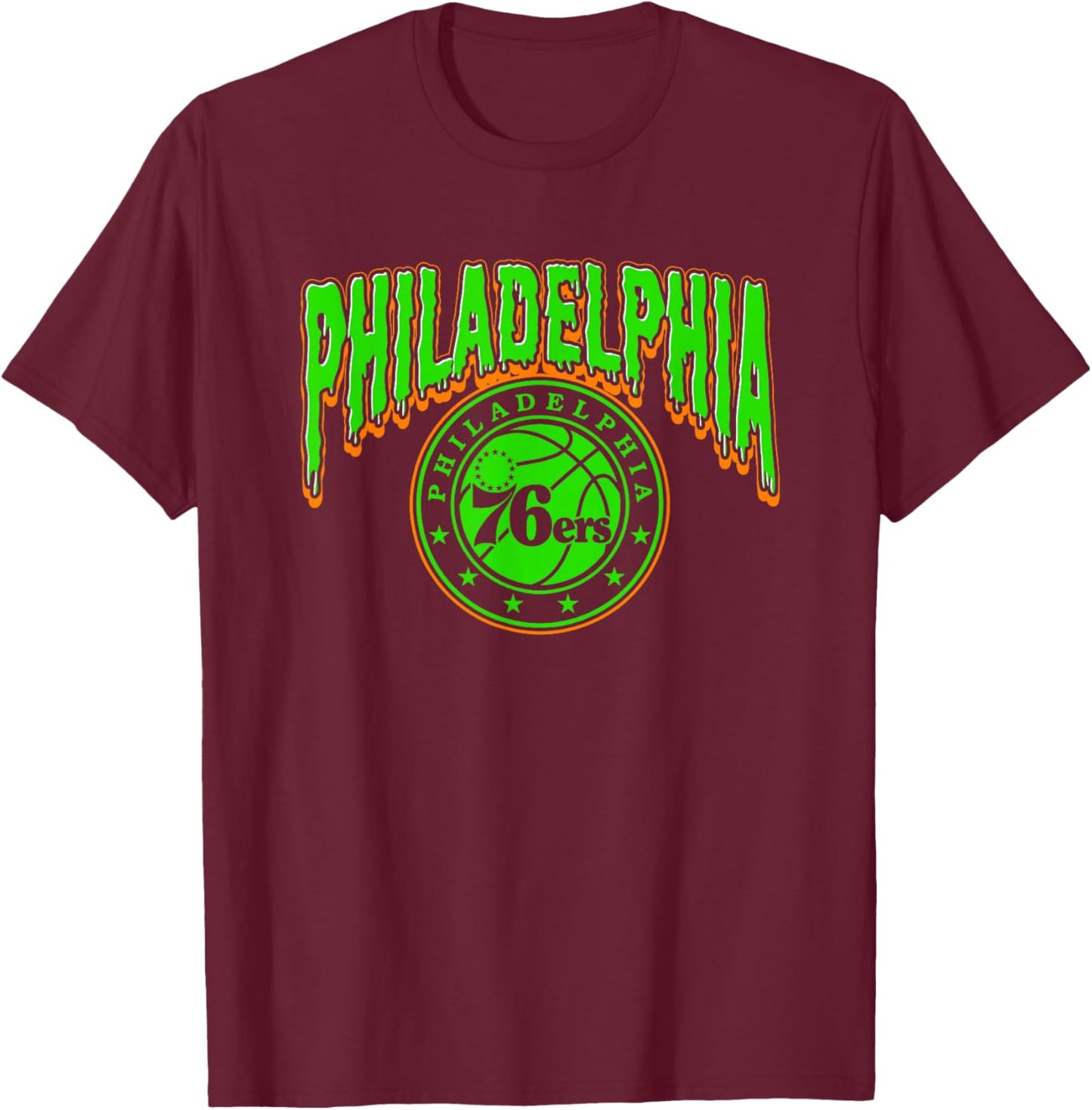 NBA Philadelphia 76ers Halloween Scary Logo T-Shirt - T-Shirt | Maroon