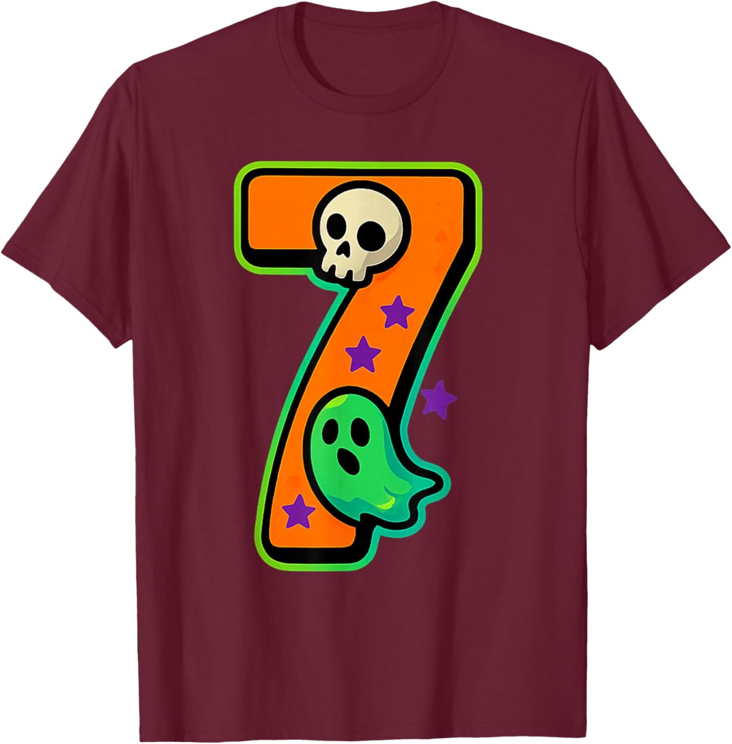Number 7 Funny Meme Saying 6 7 Six Seven Halloween T-Shirt - T-Shirt | Maroon