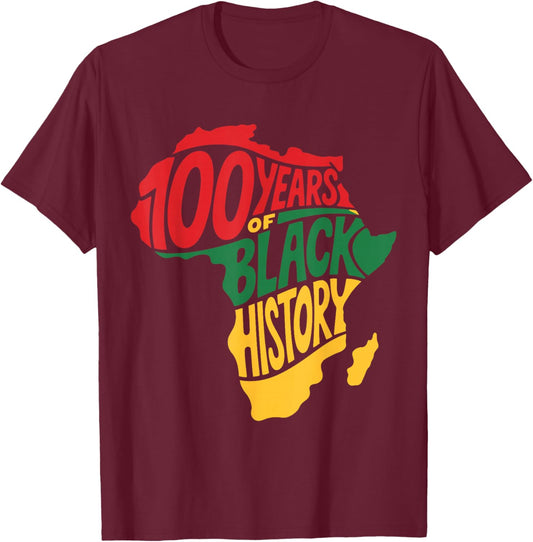 Vintage Black History Month 100 Years 1926 African American T-Shirt - T-Shirt | Maroon