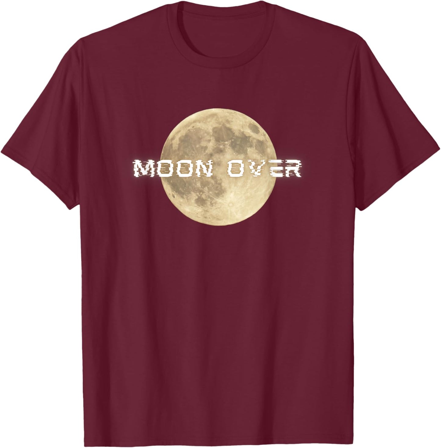Retro Full Lunar Aesthetic Moon Over Phase Graphic T-Shirt - T-Shirt | Maroon