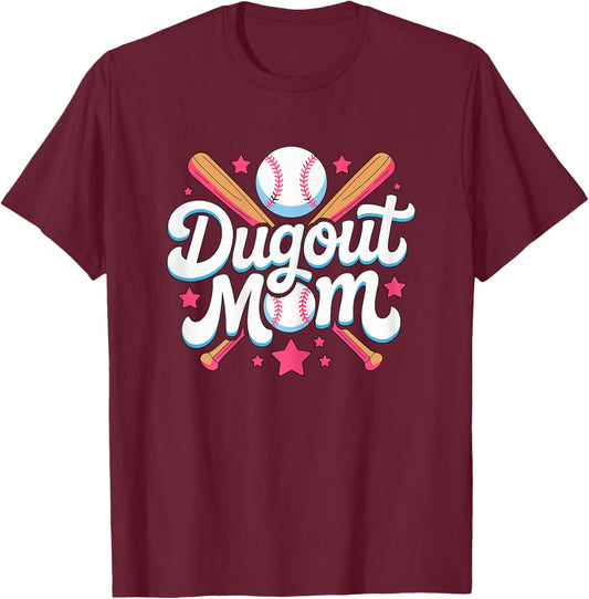 Dugout Mom T-Shirt - T-Shirt | Maroon