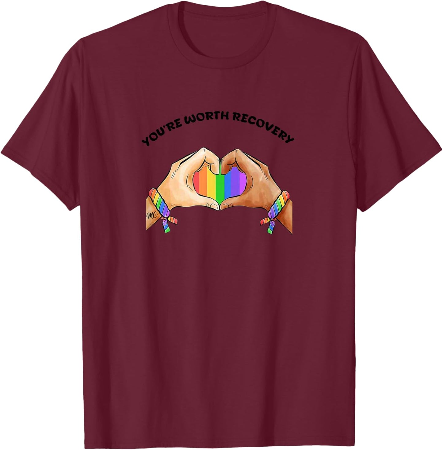 BFOREVERCO You’RE Worth Recovery T-Shirt - T-Shirt | Maroon