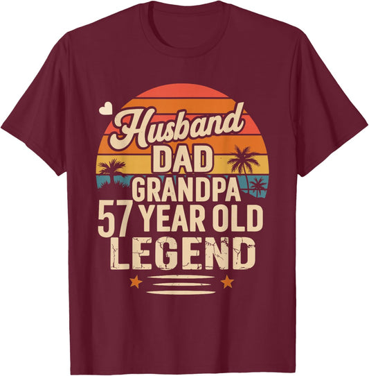 Legend Husband Dad Grandpa 57 Year Old 57th Birthday T-Shirt - T-Shirt | Maroon