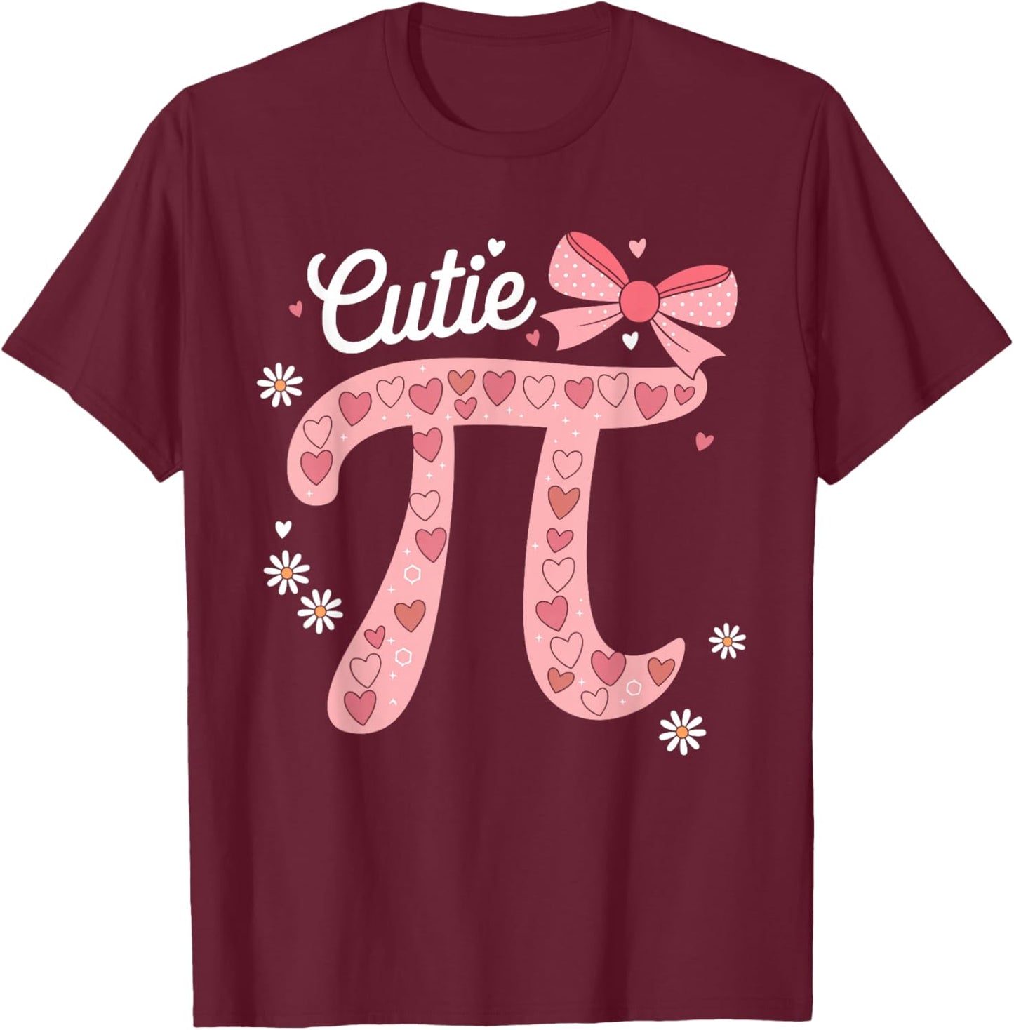 Cutie Pi Day Coquette Women Kids Girls Math Teacher Student T-Shirt - T-Shirt | Maroon