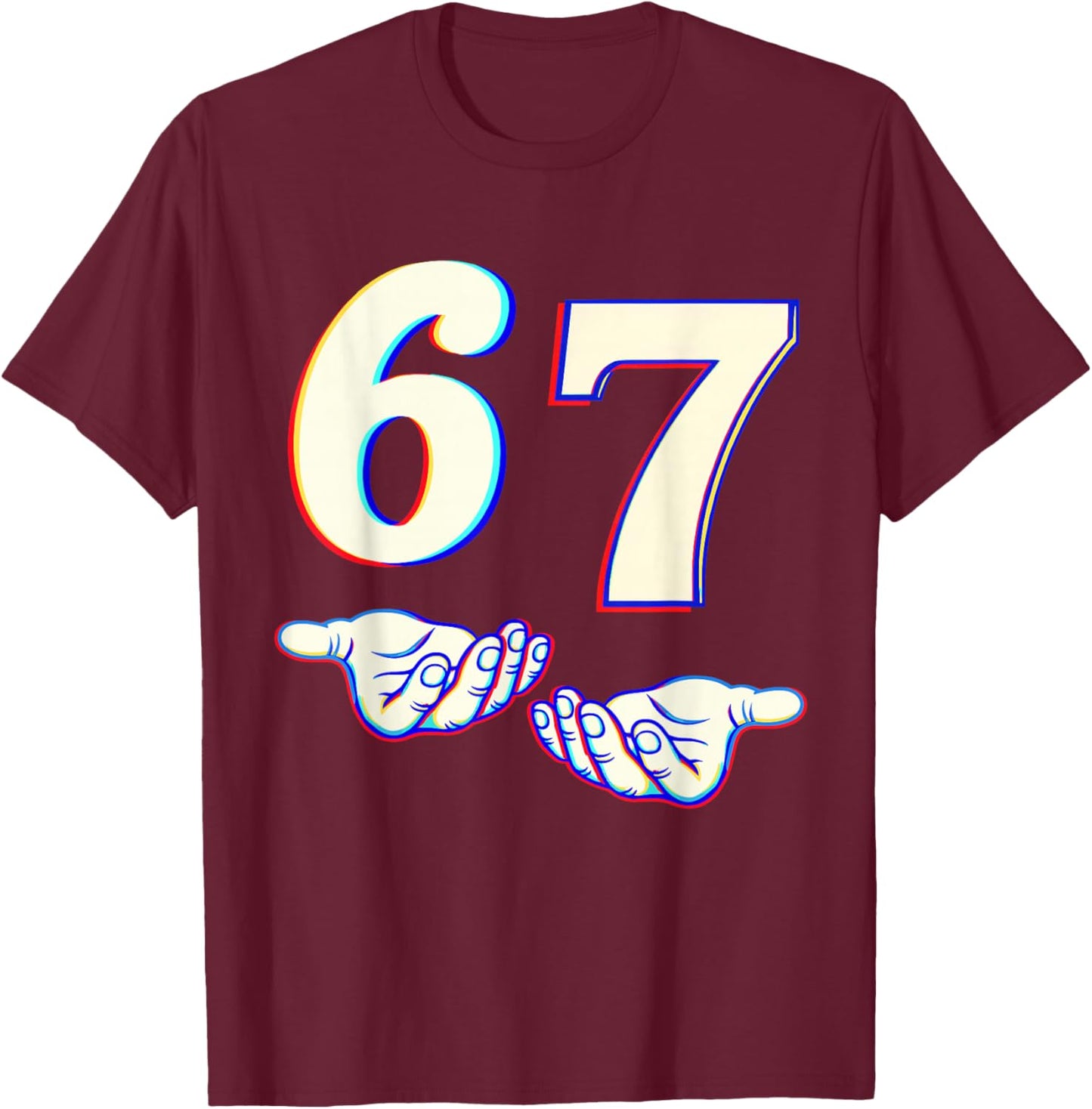 67 Meme Trendy Skeleton Halloween Funny Six Seven Gen Alpha T-Shirt - T-Shirt | Maroon