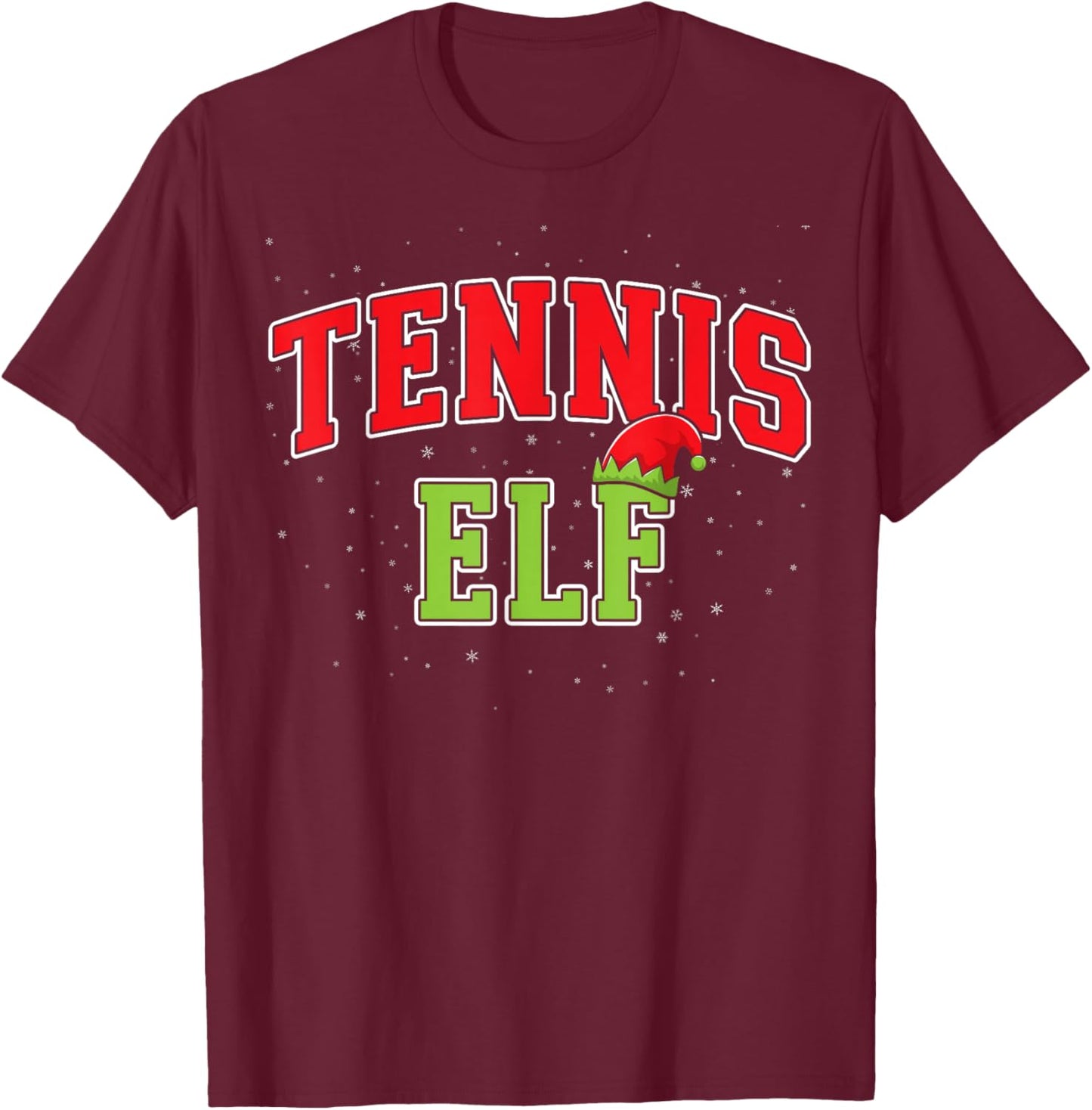 Tennis Elf Christmas Family Matching Group Xmas T-Shirt - T-Shirt | Maroon