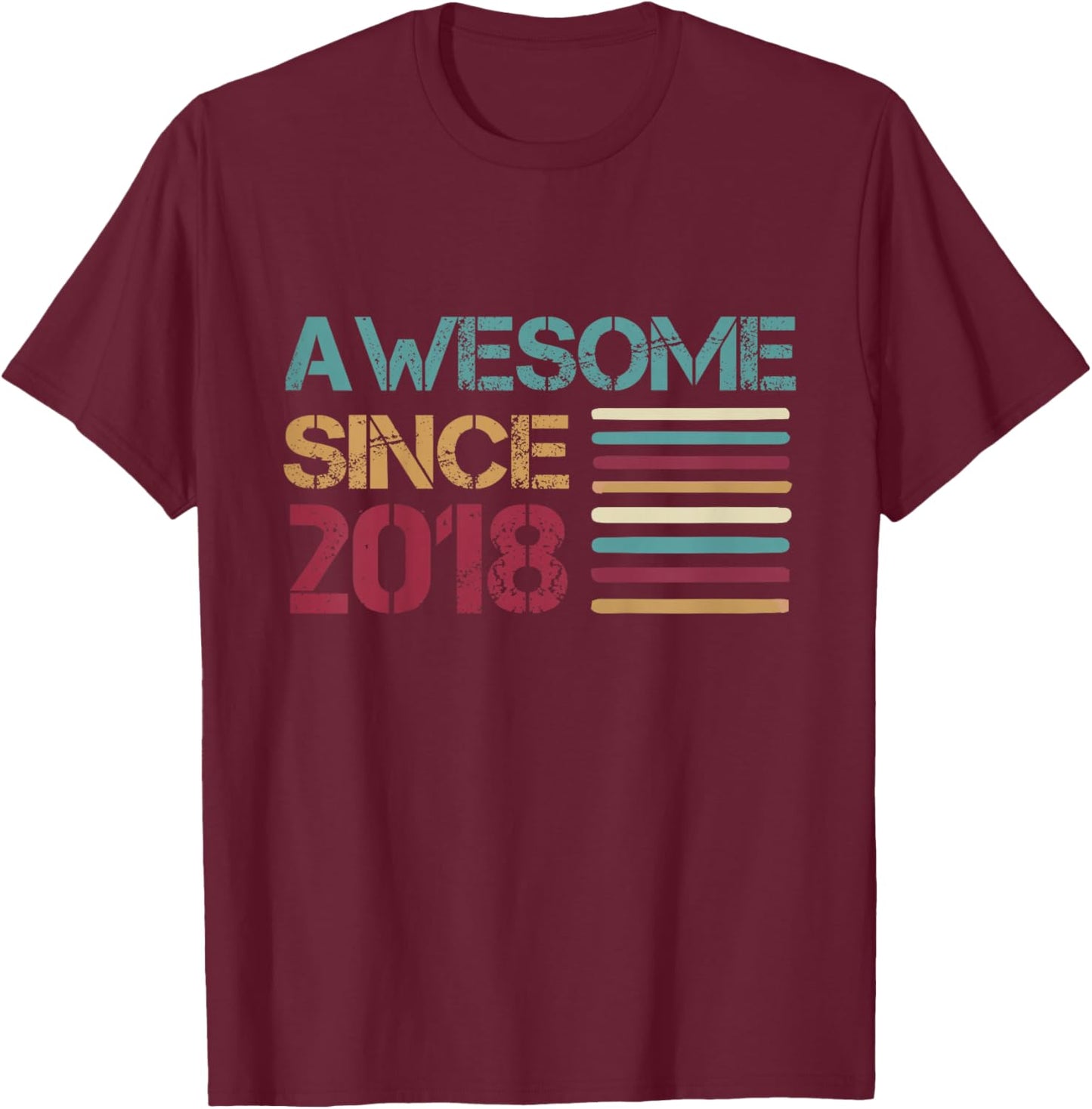 Kids Awesome Since 2018 Vintage Birthday T-Shirt - T-Shirt | Maroon