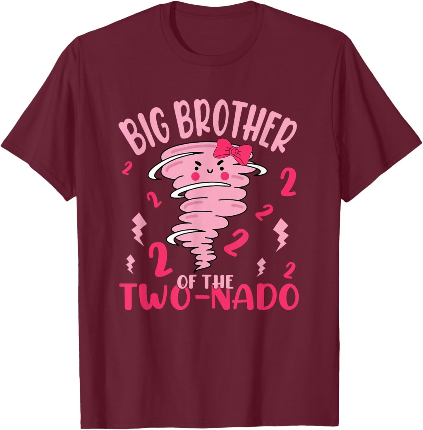 Big Brother of The Two-nado Tornado Theme 2nd Birthday Party T-Shirt - T-Shirt | Maroon