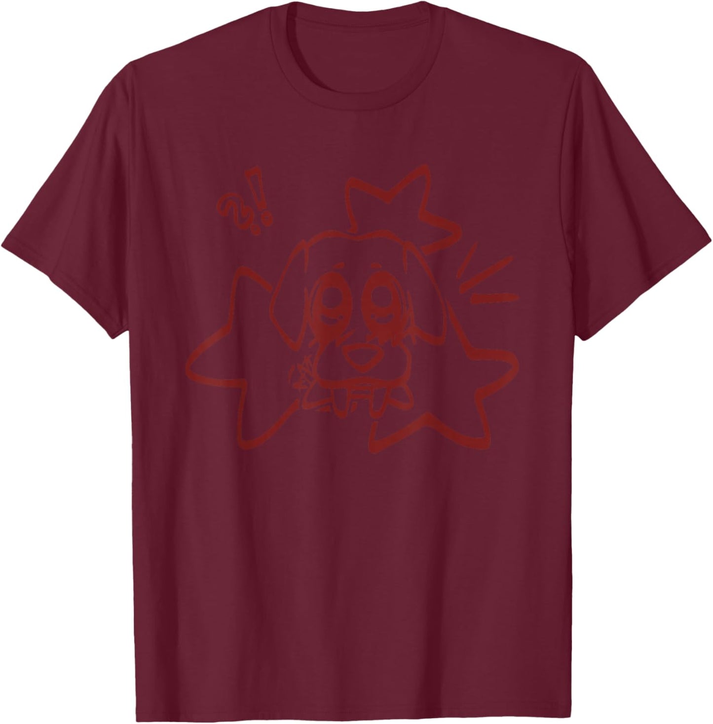 Y2K 90s Cute Dog Pooch Mutt Under Starry T-Shirt - T-Shirt | Maroon