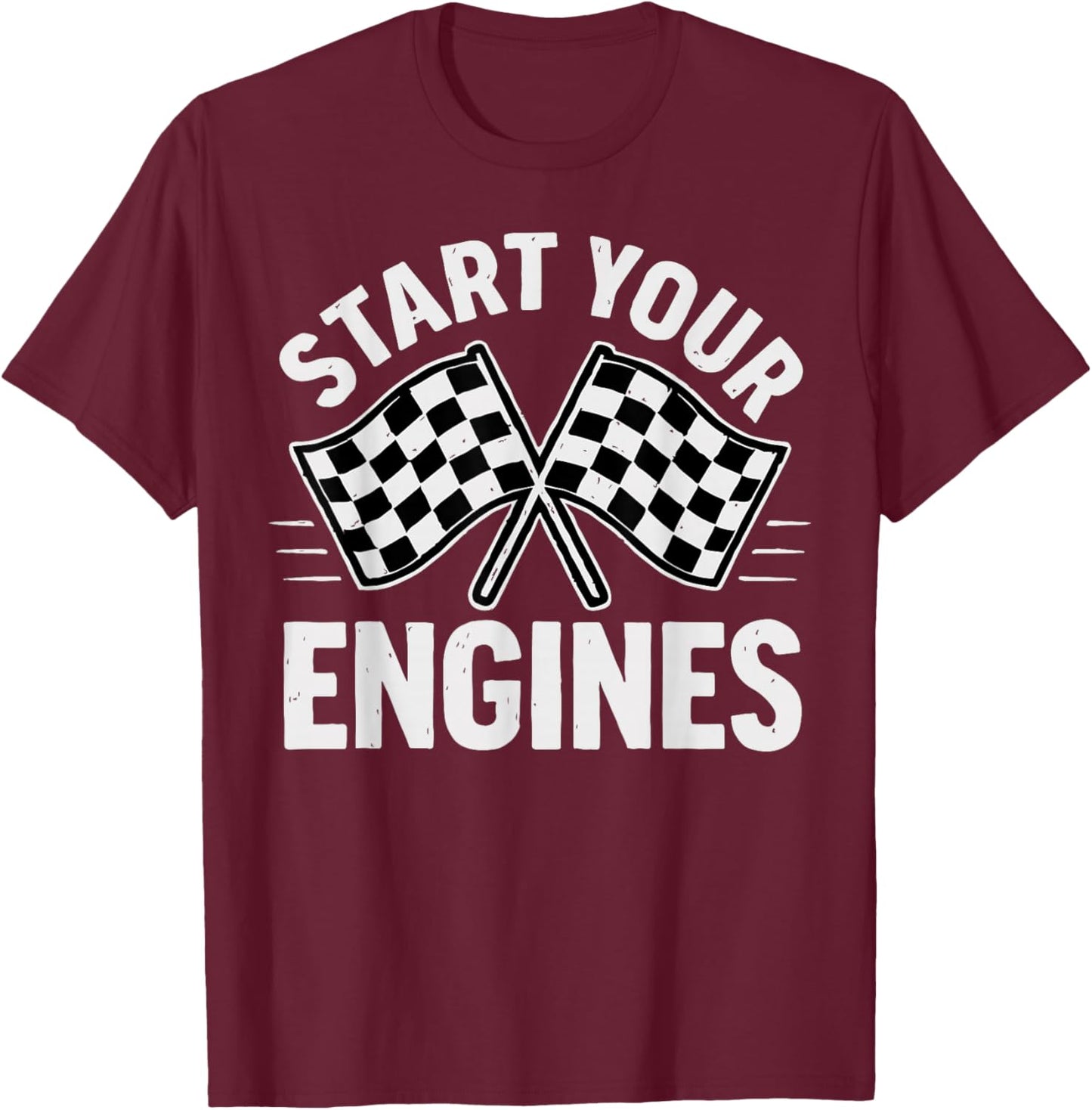 Start Your Engines Vintage Check Flag Race Car Costume T-Shirt - T-Shirt | Maroon