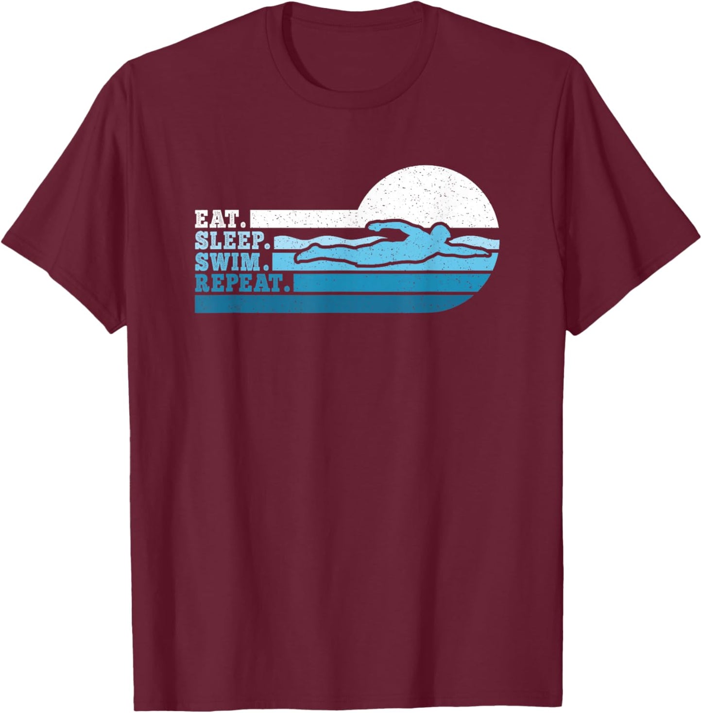 Eat Sleep Swim Repeat Swimming Funny Swimmer Men Boys Kids T-Shirt - T-Shirt | Maroon