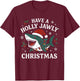 Have A Holly Jawly Christmas Shark Santa Funny Xmas T-Shirt - T-Shirt | Maroon