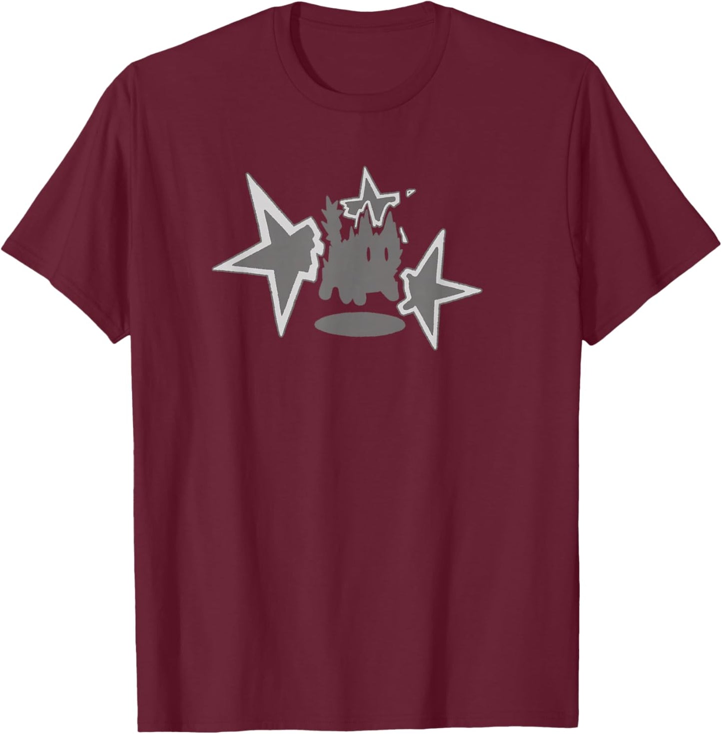 90s Y2K Scary Cat Tomcat is Scared Under Big Stary T-Shirt - T-Shirt | Maroon