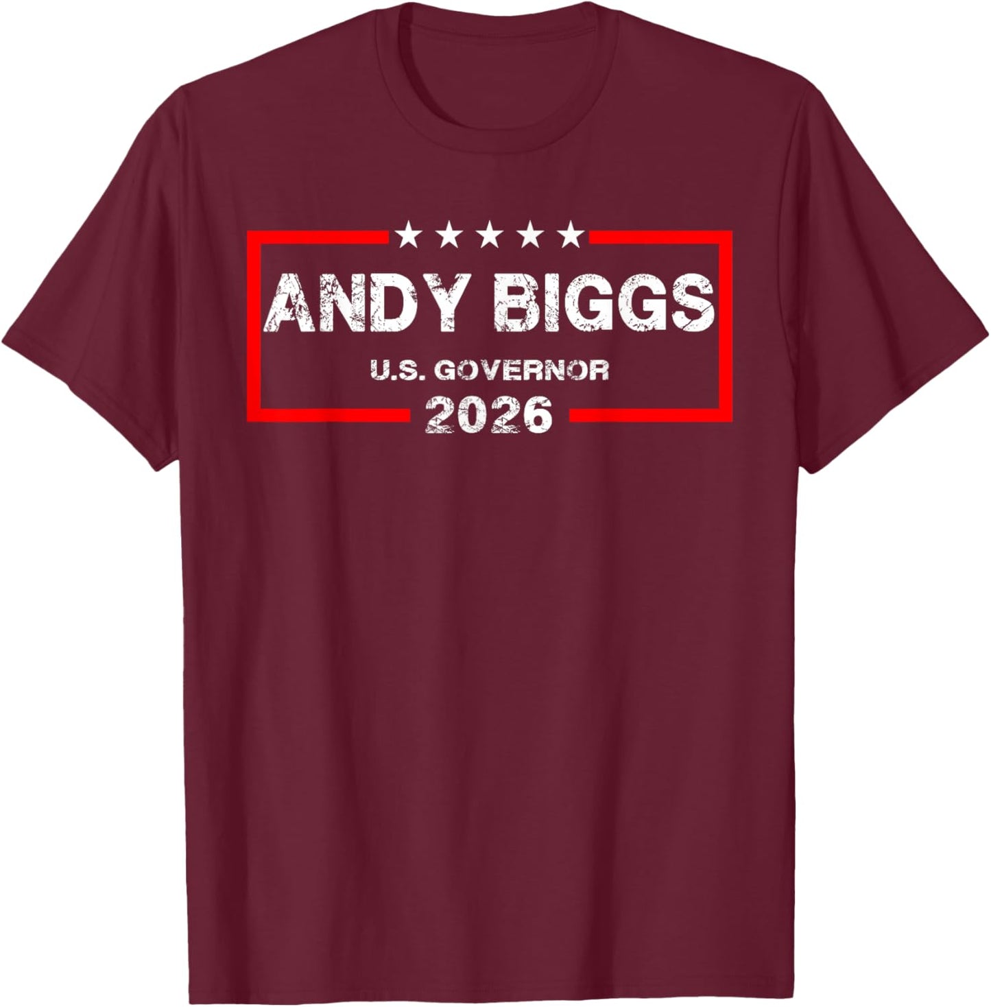 Andy Biggs for Governor of Arizona 2026 Retro US Flag T-Shirt - T-Shirt | Maroon