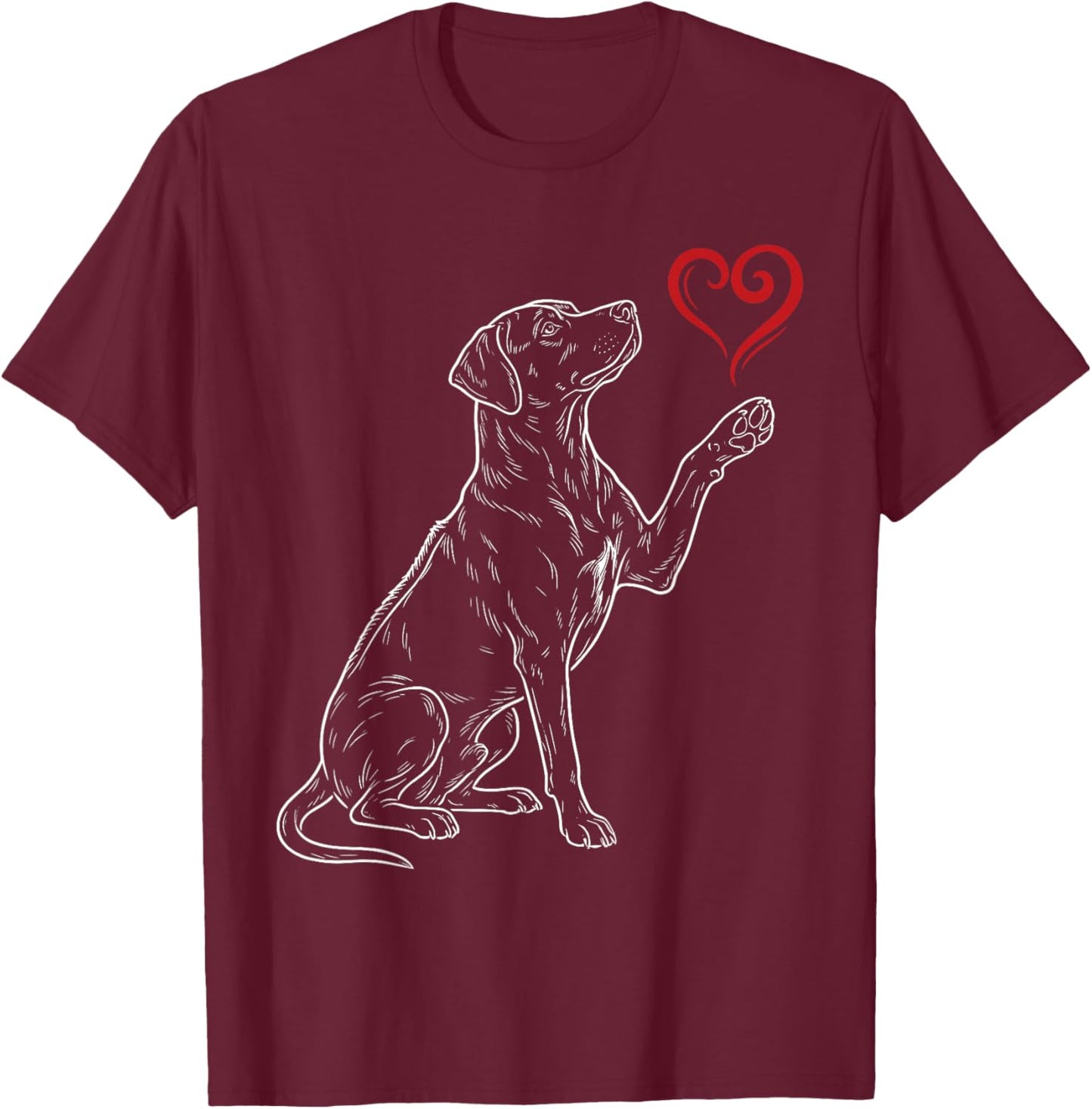 Rhodesian Ridgeback Lover Dog Art Holding Heart Valentines T-Shirt - T-Shirt | Maroon
