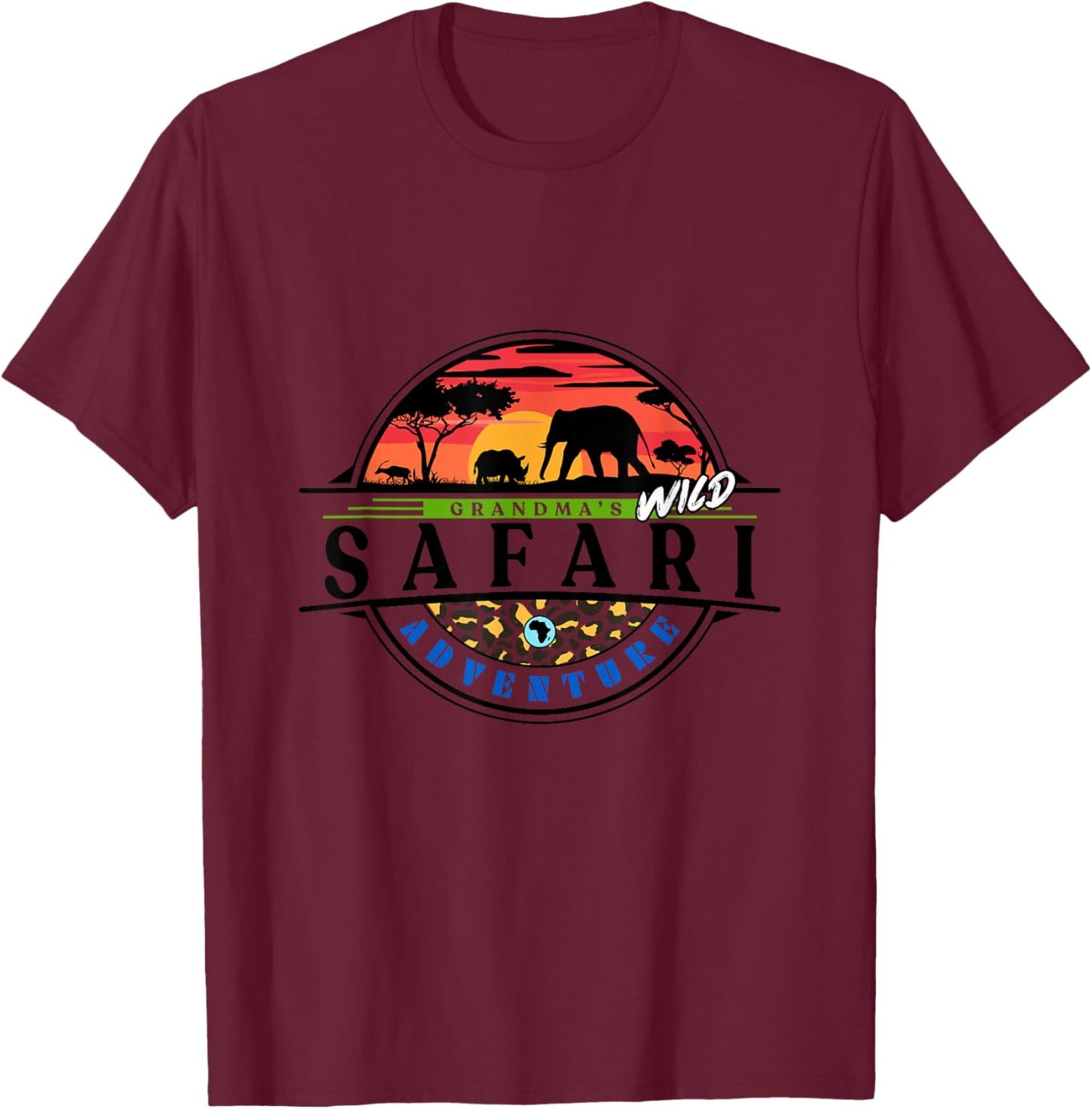 Grandma's Wild Safari Adventure T-Shirt - T-Shirt | Maroon