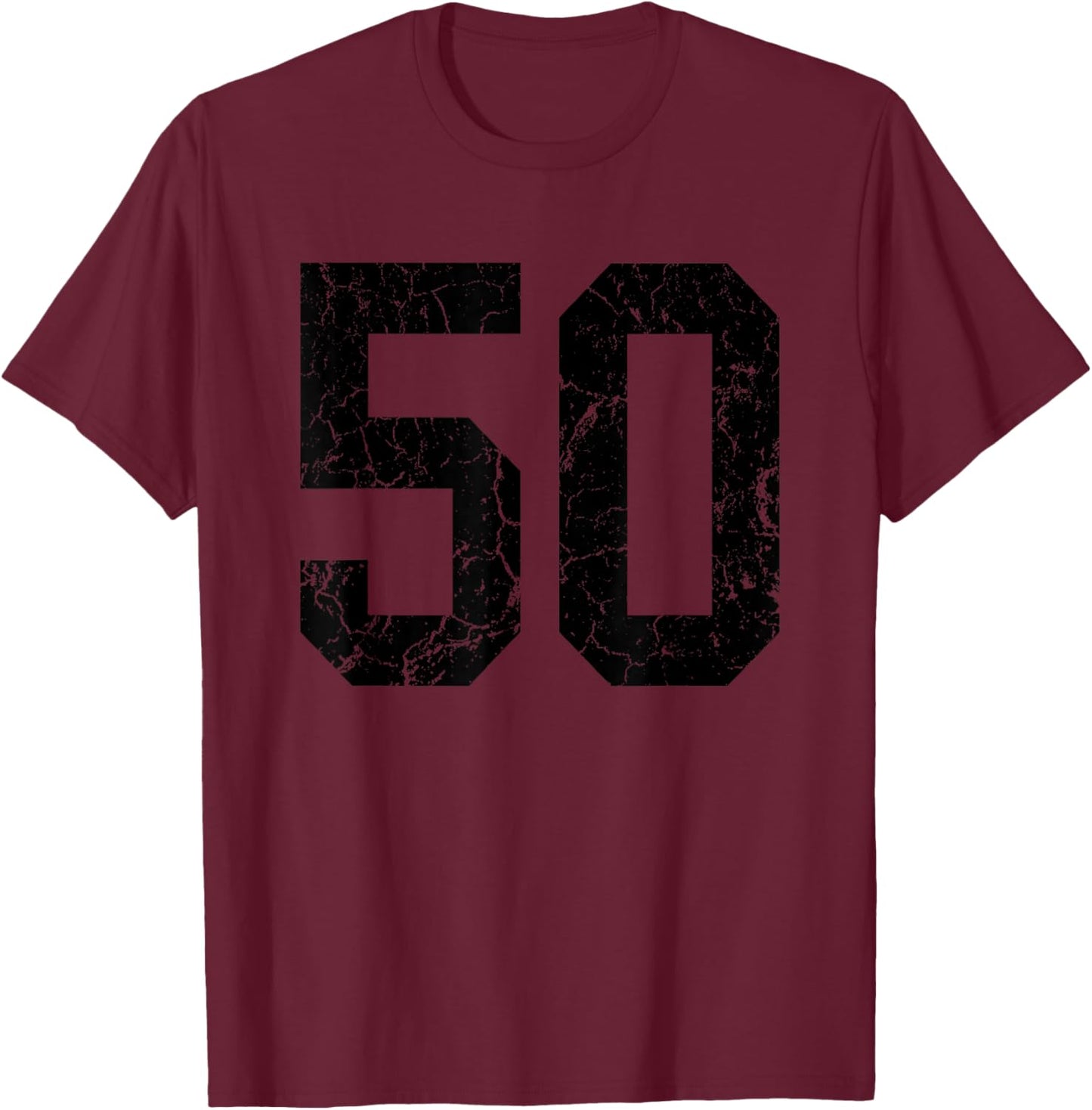 Distressed Black Number 50 Jersey Player Uniform #50 Fan T-Shirt - T-Shirt | Maroon