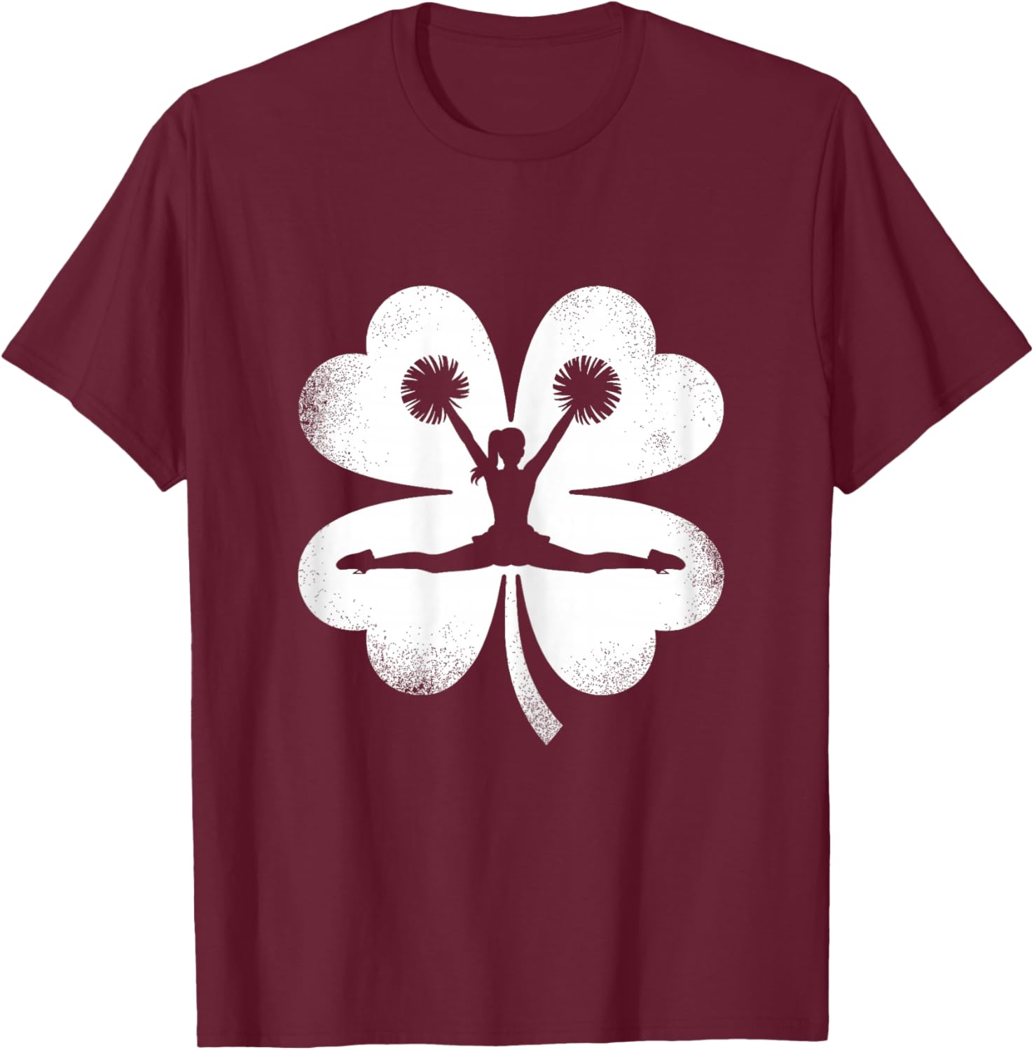 St Patrick's Day Cheerleader Irish Shamrock Cheerleading T-Shirt - T-Shirt | Maroon