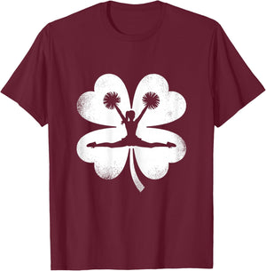 St Patrick's Day Cheerleader Irish Shamrock Cheerleading T-Shirt - T-Shirt | Maroon