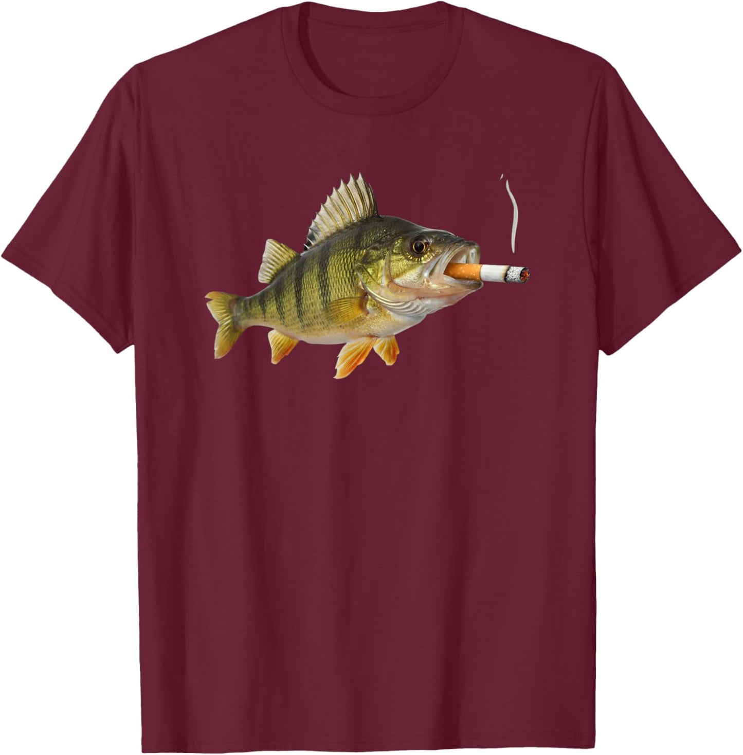 Fish Meme Gen Z Brainrot Sarcasm Fish Smoking Cigarette T-Shirt - T-Shirt | Maroon