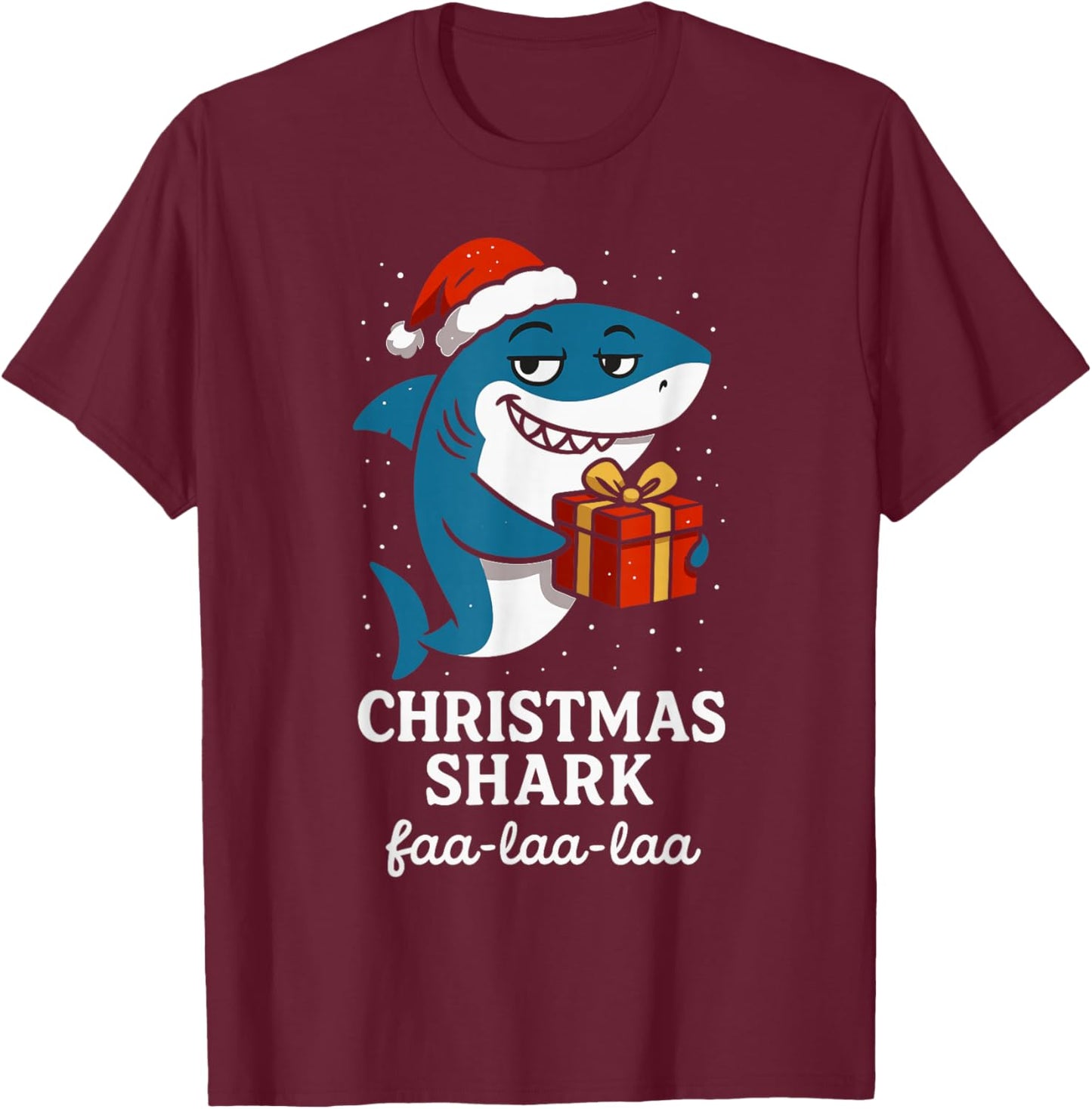 Cute Shark Men Women Kids Funny Christmas T-Shirt - T-Shirt | Maroon