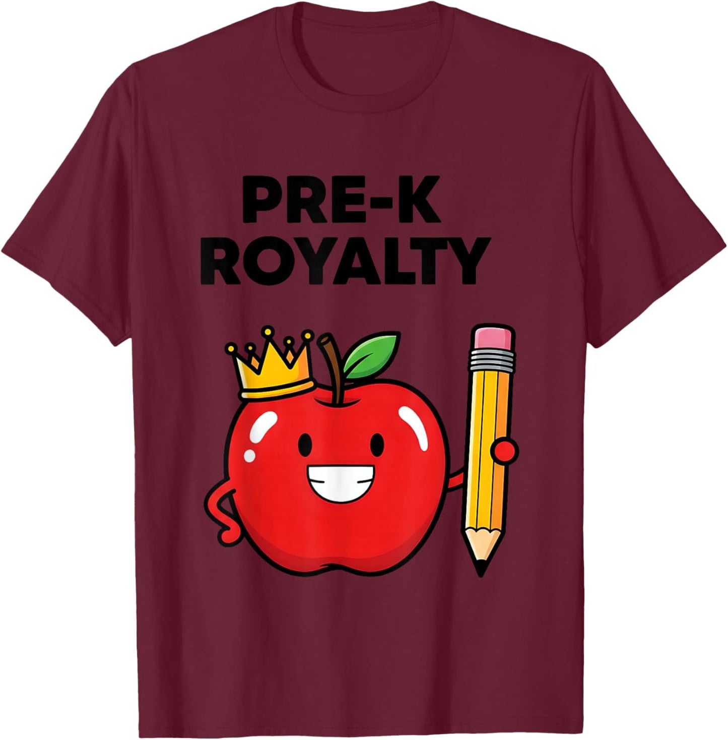 Pre K Royalty Cute Apple Preschool Teacher T-Shirt - T-Shirt | Maroon