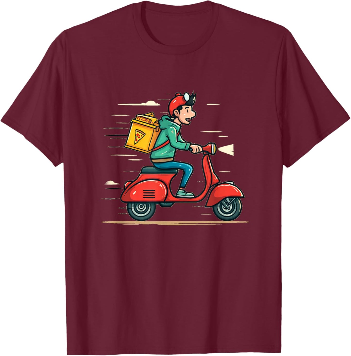 Funny Delivery Boy Costume for Pizza Lovers T-Shirt - T-Shirt | Maroon