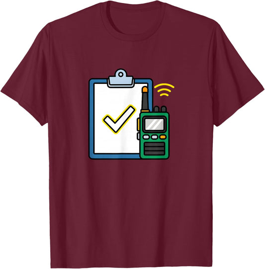Security Walkie Talkie Safety Checklist Icon T-Shirt - T-Shirt | Maroon