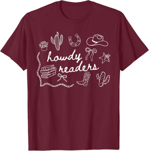 Howdy English Teacher Cowgirl Cowboy ELA Teaching Student T-Shirt - T-Shirt | Maroon