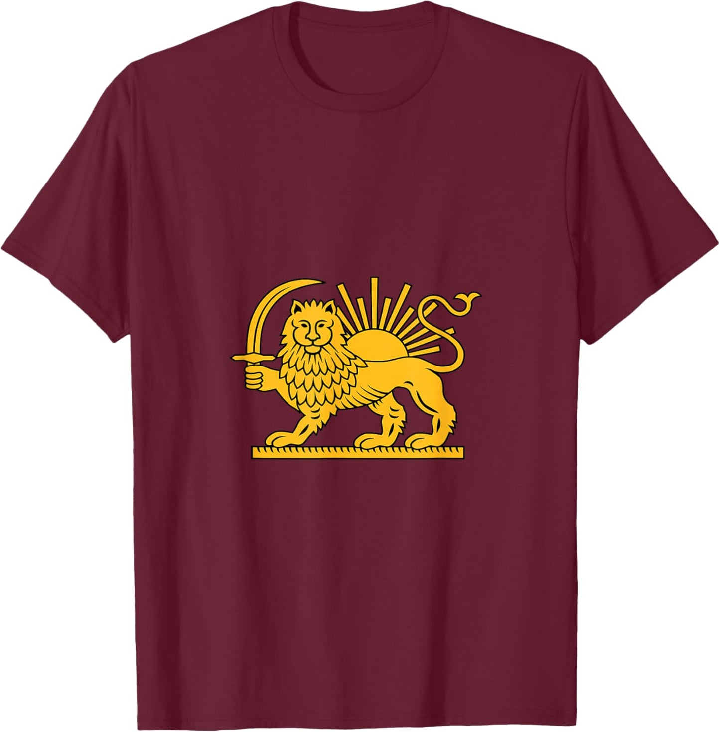 Shir o Khorshid Free Iran Revolution Lion and Sun Flag T-Shirt - T-Shirt | Maroon