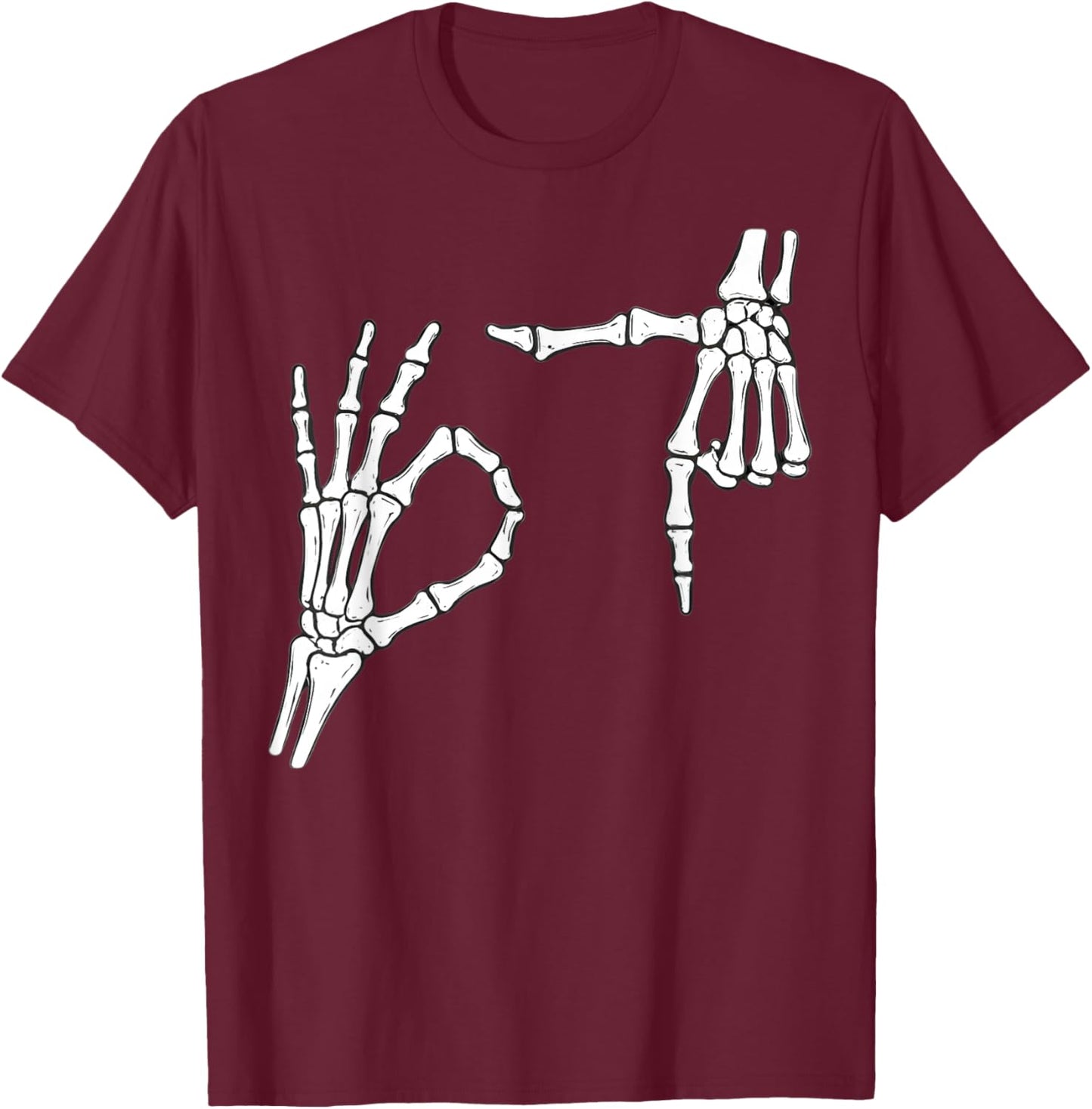 Funny Six Seven 6 7 Meme 67 Skeleton Hand Halloween Costume T-Shirt - T-Shirt | Maroon