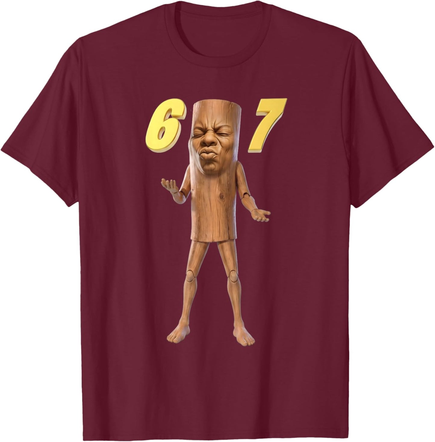 Funny Tung Tung Tung 67 Meme Triple T Speed Face Brainrot T-Shirt - T-Shirt | Maroon