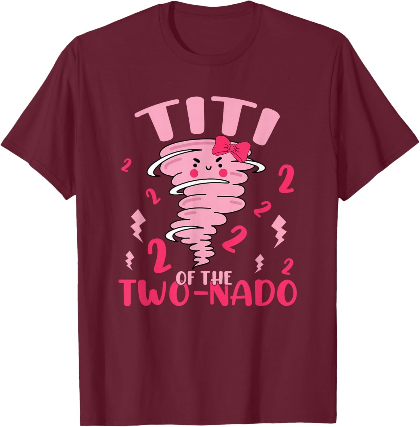 Titi of The Two-nado Tornado Theme 2nd Birthday Party T-Shirt - T-Shirt | Maroon