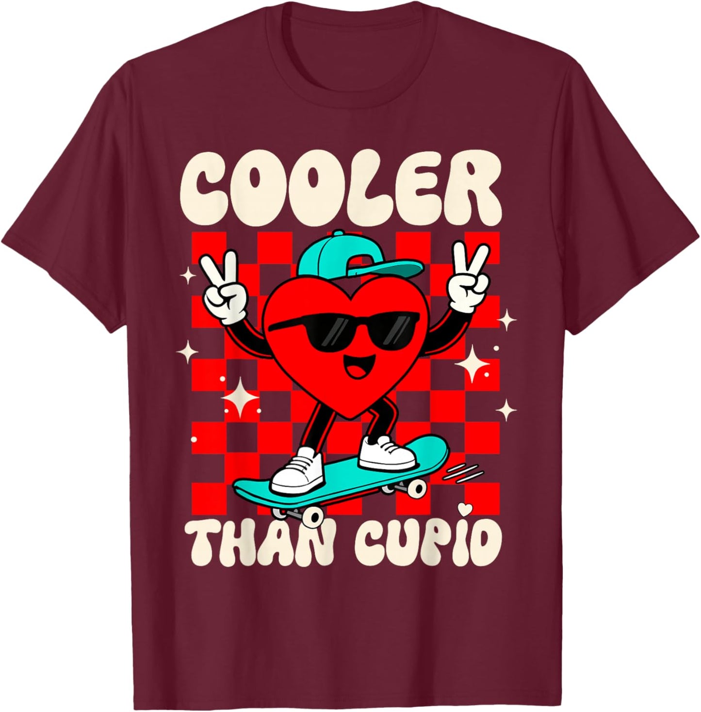 Cooler Than Cupid Valentines Day for Teens Kids Boys Girls T-Shirt - T-Shirt | Maroon