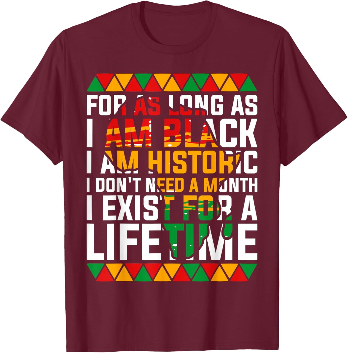 for As Long I'm Black I'm Historic Patriotic African America T-Shirt - T-Shirt | Maroon
