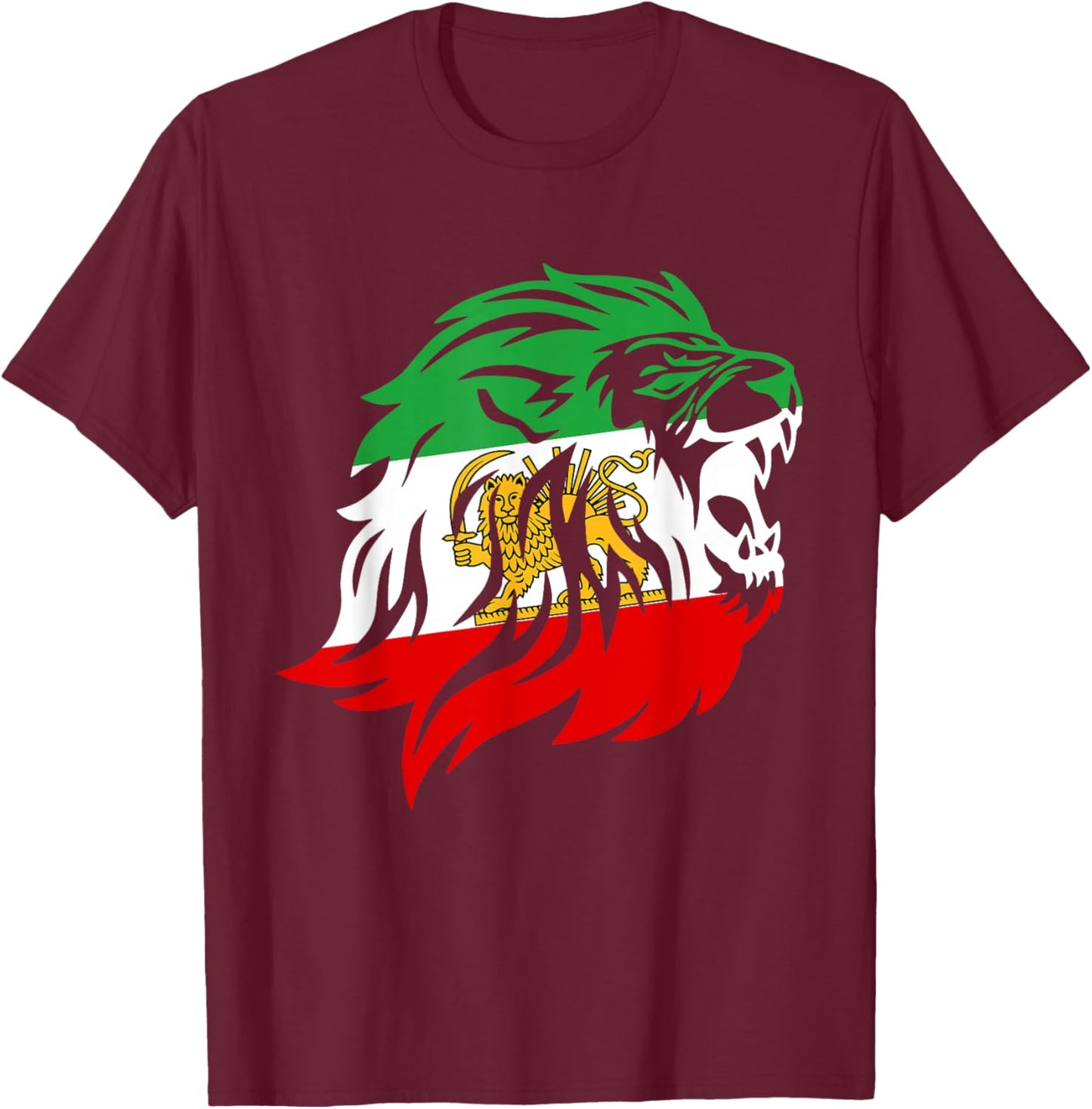 Iran Lion Sun Flag,Iran,Persian,Shir o Khorshid T-Shirt - T-Shirt | Maroon
