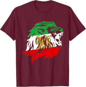 Iran Lion Sun Flag,Iran,Persian,Shir o Khorshid T-Shirt - T-Shirt | Maroon