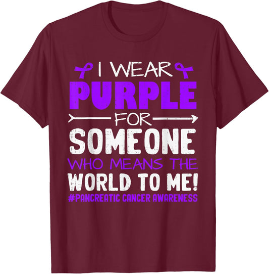 Pancreatic Cancer Awareness Ribbon Purple Women Kids T-Shirt - T-Shirt | Maroon