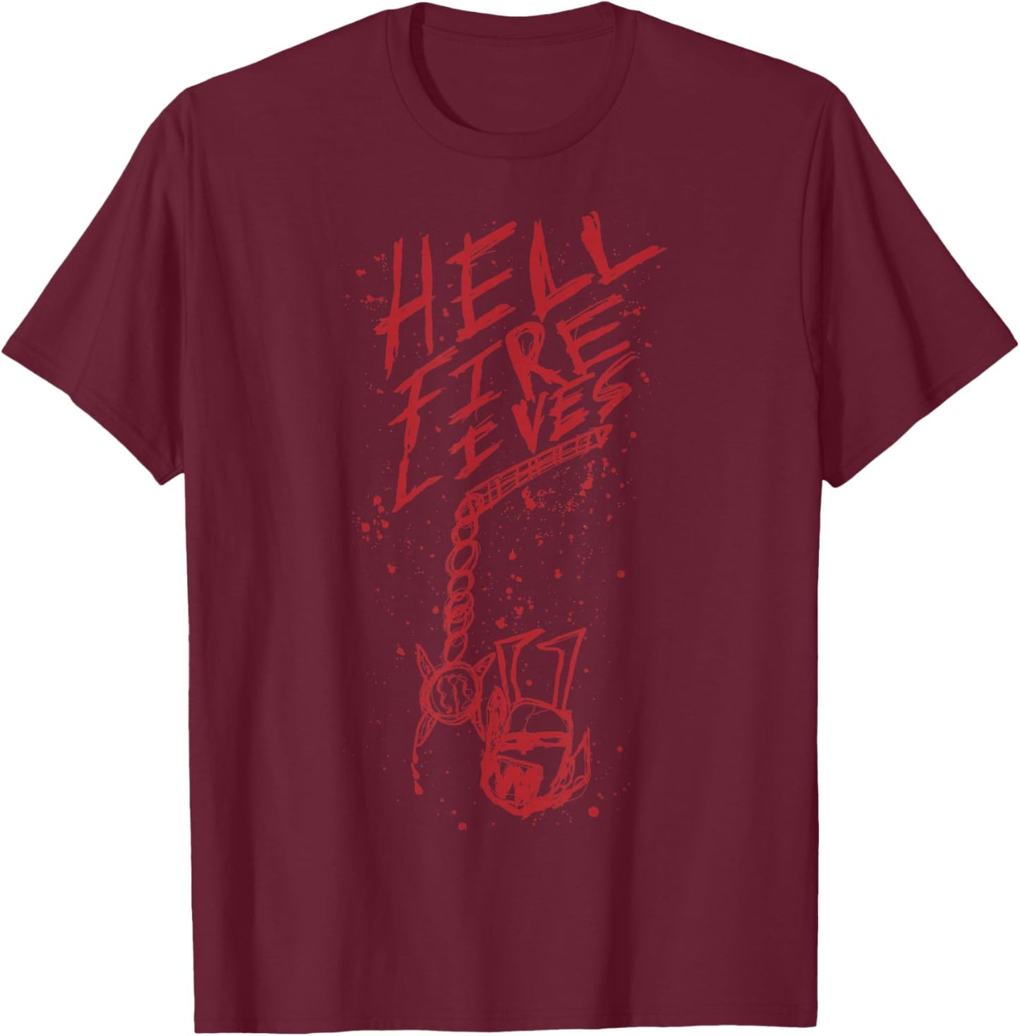 Stranger Things Hell Fire Lives Flail Art T-Shirt - T-Shirt | Maroon