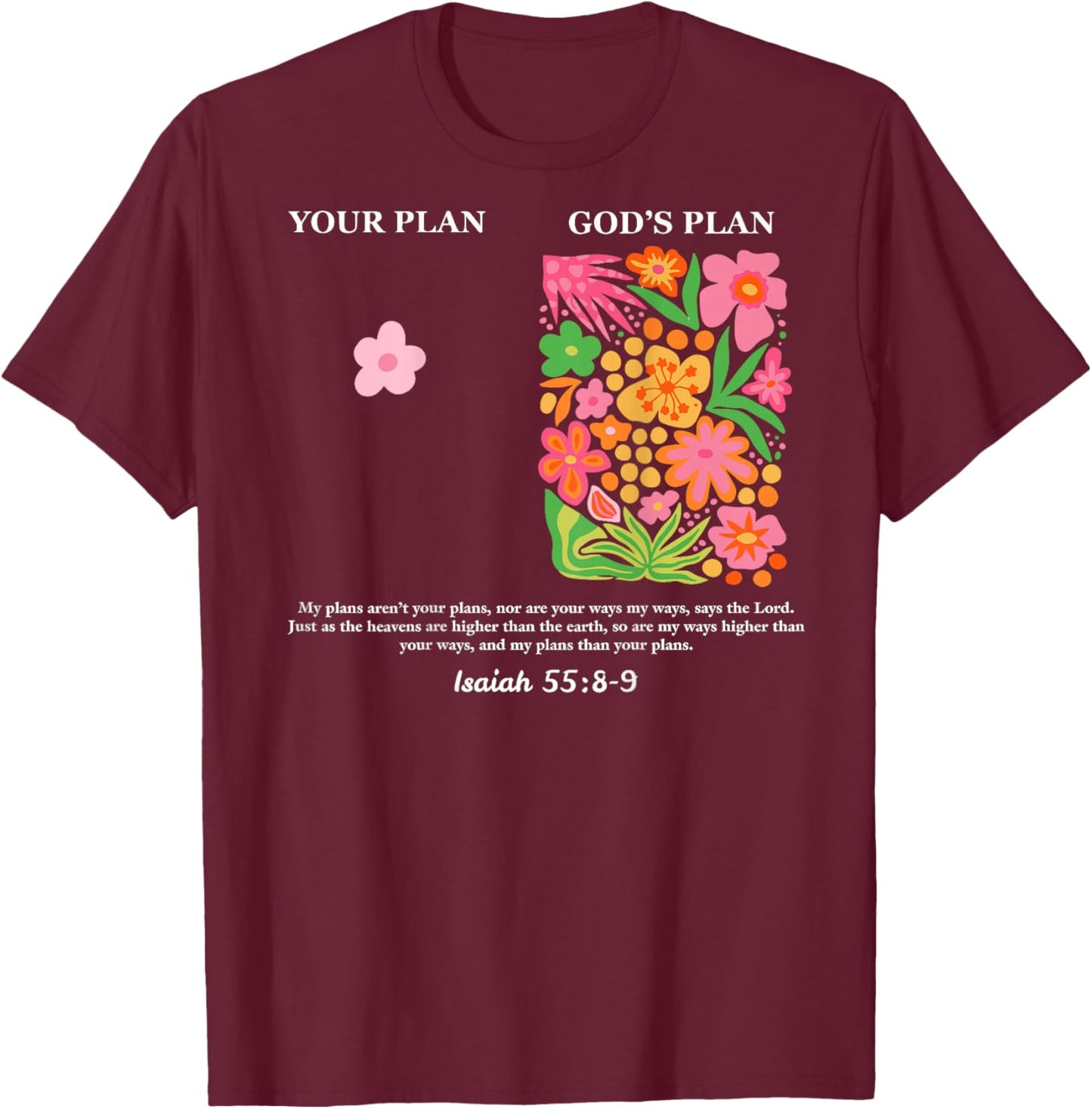 Your Plan and God's Plan Isaiah Bible Verse Faith (On Back) T-Shirt - T-Shirt | Maroon