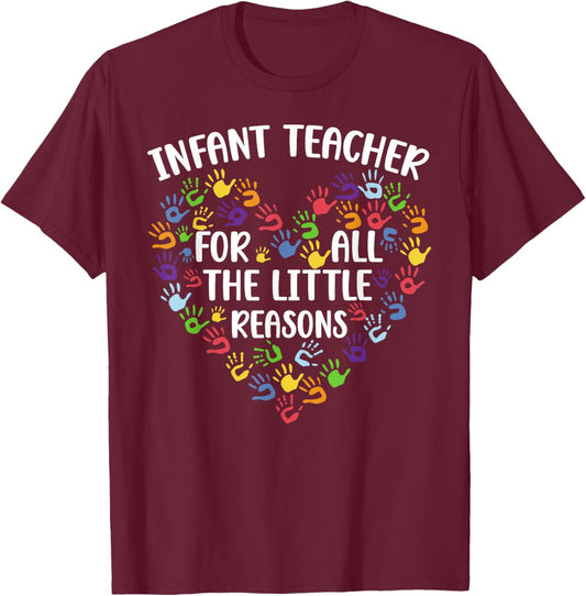 Infant Teacher Appreciation Infant Teaching Heart T-Shirt - T-Shirt | Maroon
