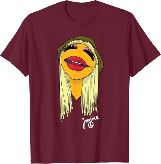 Disney The Muppets Janice Electric Mayhem Band Big Face T-Shirt - T-Shirt | Maroon