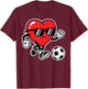 Valentines Day Heart Soccer Football Boys Kids Youth Men T-Shirt - T-Shirt | Maroon