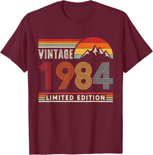 Vintage 1984 Limited Edition Retro 42nd Birthday 42 Yrs Old T-Shirt - T-Shirt | Maroon