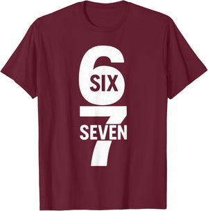 67 Meme Trendy Funny Six Seven Gen Alpha Z Boys Teens Kids T-Shirt - T-Shirt | Maroon
