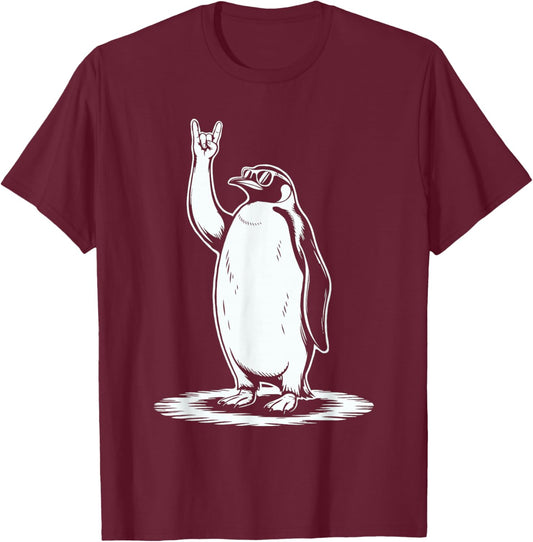 Emperor Penguin Punk Rock Rocker Heavy Metal T-Shirt - T-Shirt | Maroon