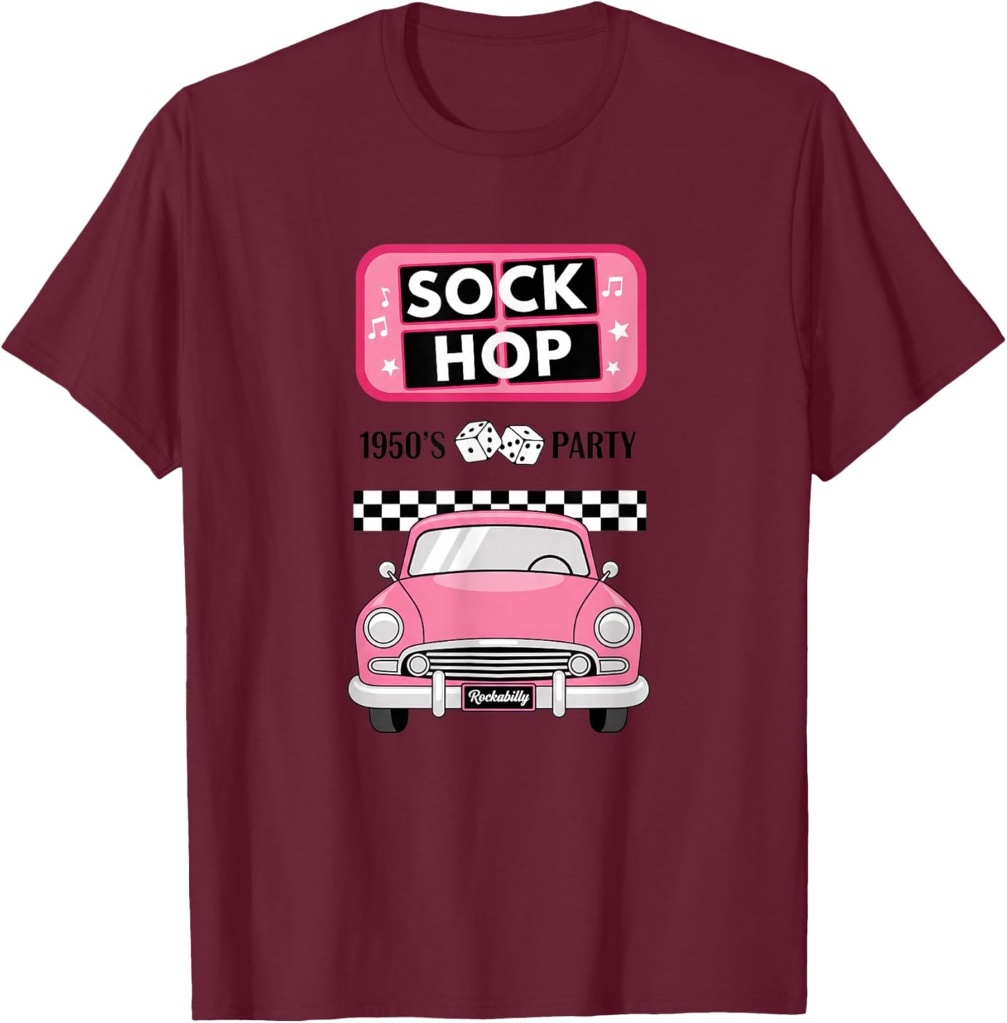 Sock Hop 1950S Party Rockabilly Retro Car for Girls T-Shirt - T-Shirt | Maroon