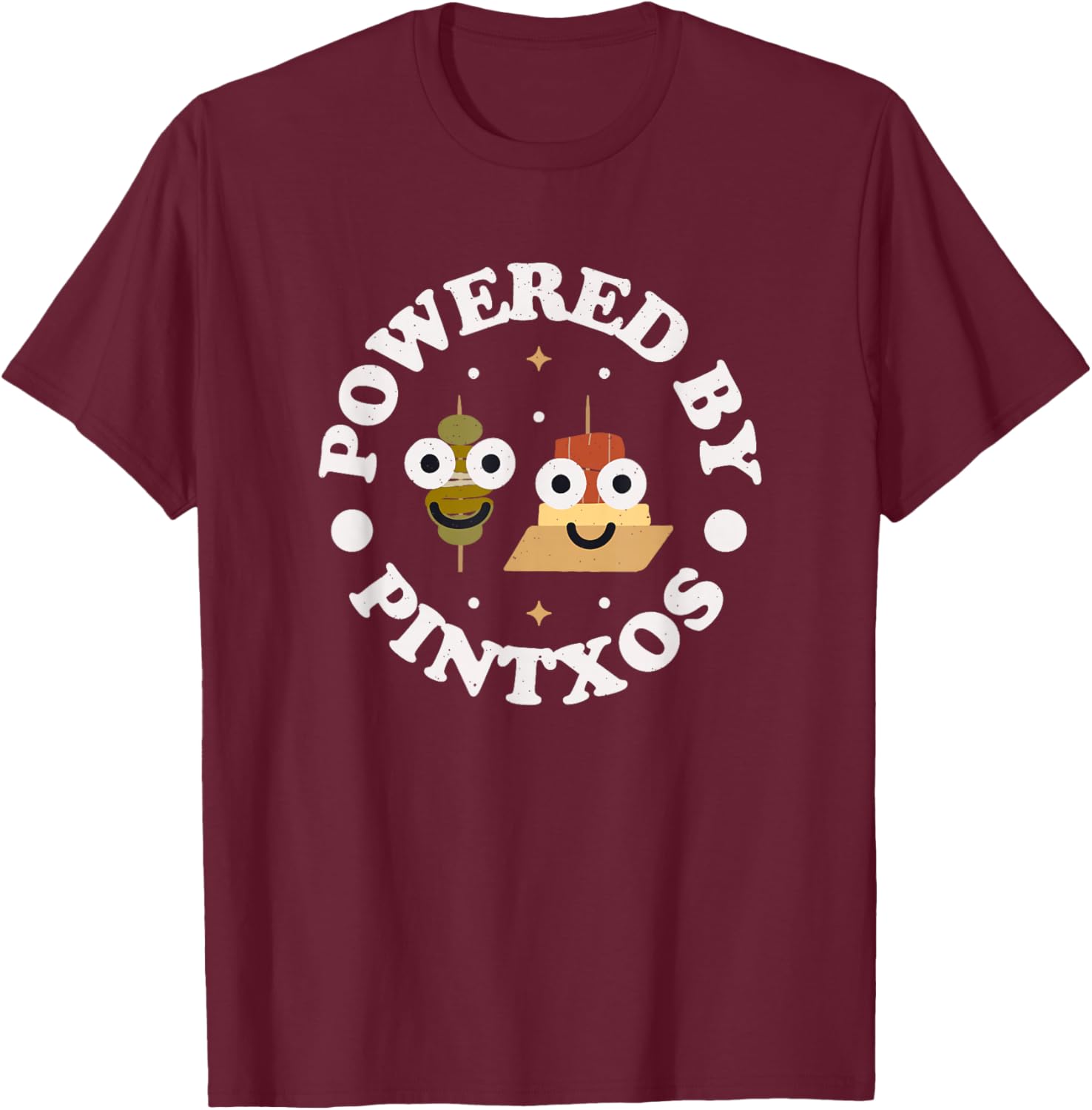 Powered by Pintxos - Spanish Basque Pintxos T-Shirt - T-Shirt | Maroon
